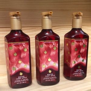 Winter Candy Apple Bath & Body Works Gel Handsoap 3 Red Bottles 8oz